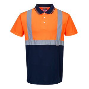 Två-Färgad Pikétröja - Orange/Marinblå
