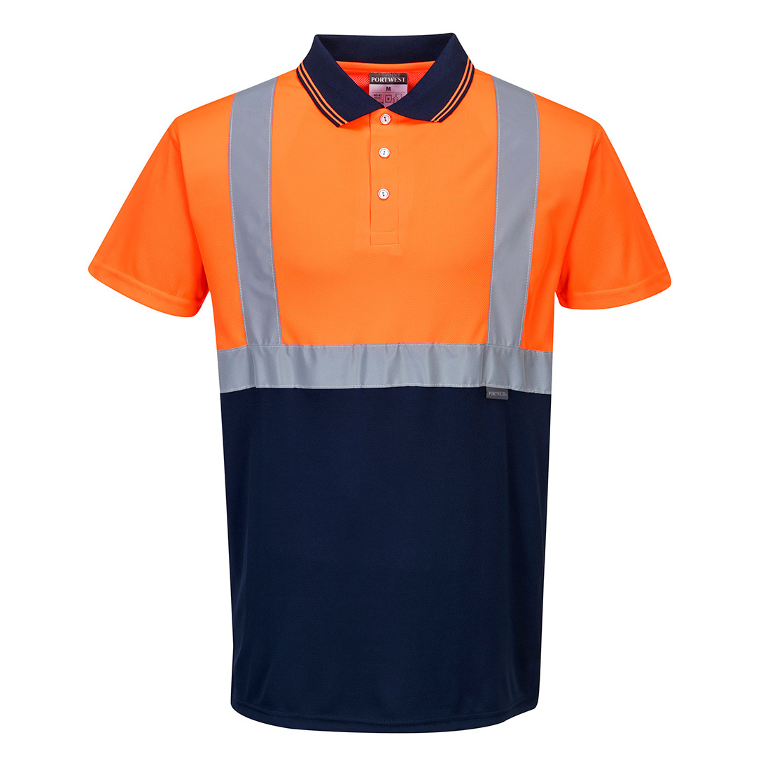 Två-Färgad Pikétröja - Orange/Marinblå