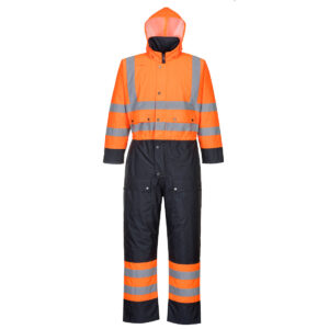 Hi-Vis Kontrast Overall - Fodrad - Orange/Marinblå