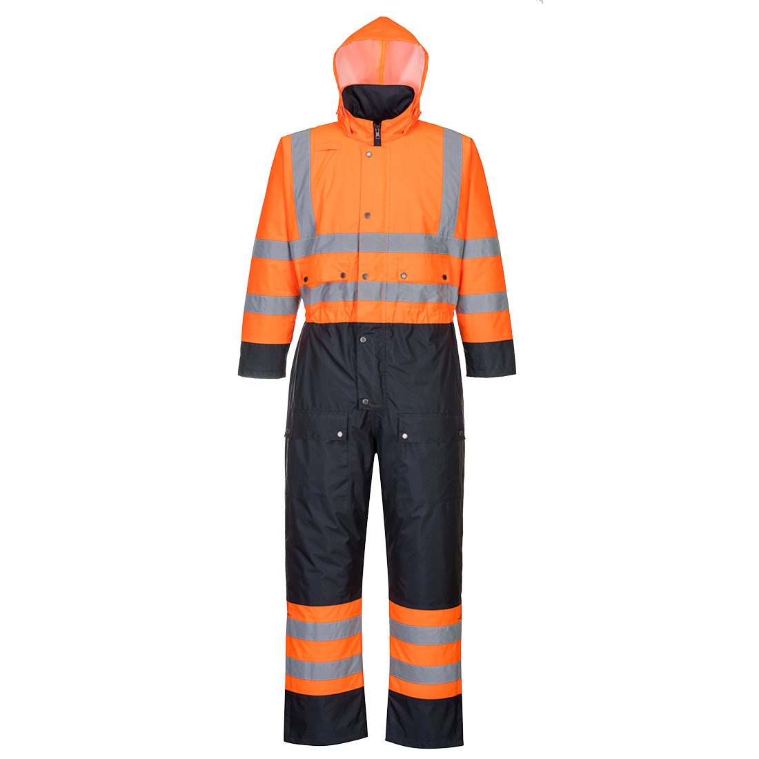 Hi-Vis Kontrast Overall - Fodrad - Orange/Marinblå