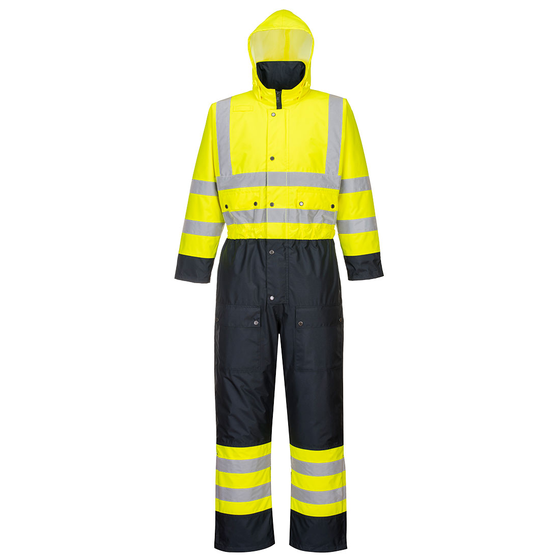 Hi-Vis Kontrast Overall - Fodrad - Gul/Marinblå