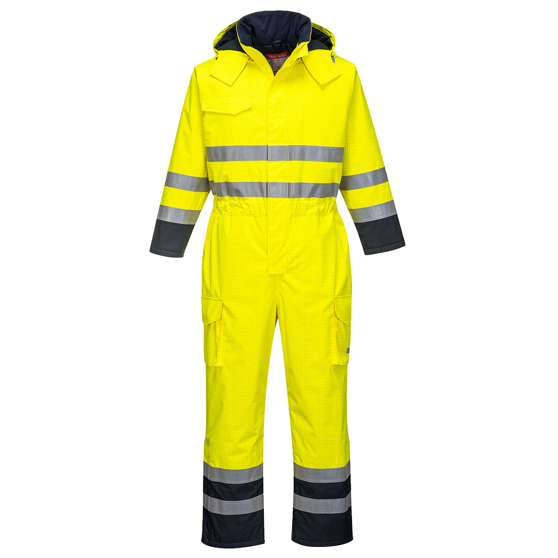 Bizflame Regn Hi-Vis Kontrast FR Vinter Overall - Gul/Marinblå