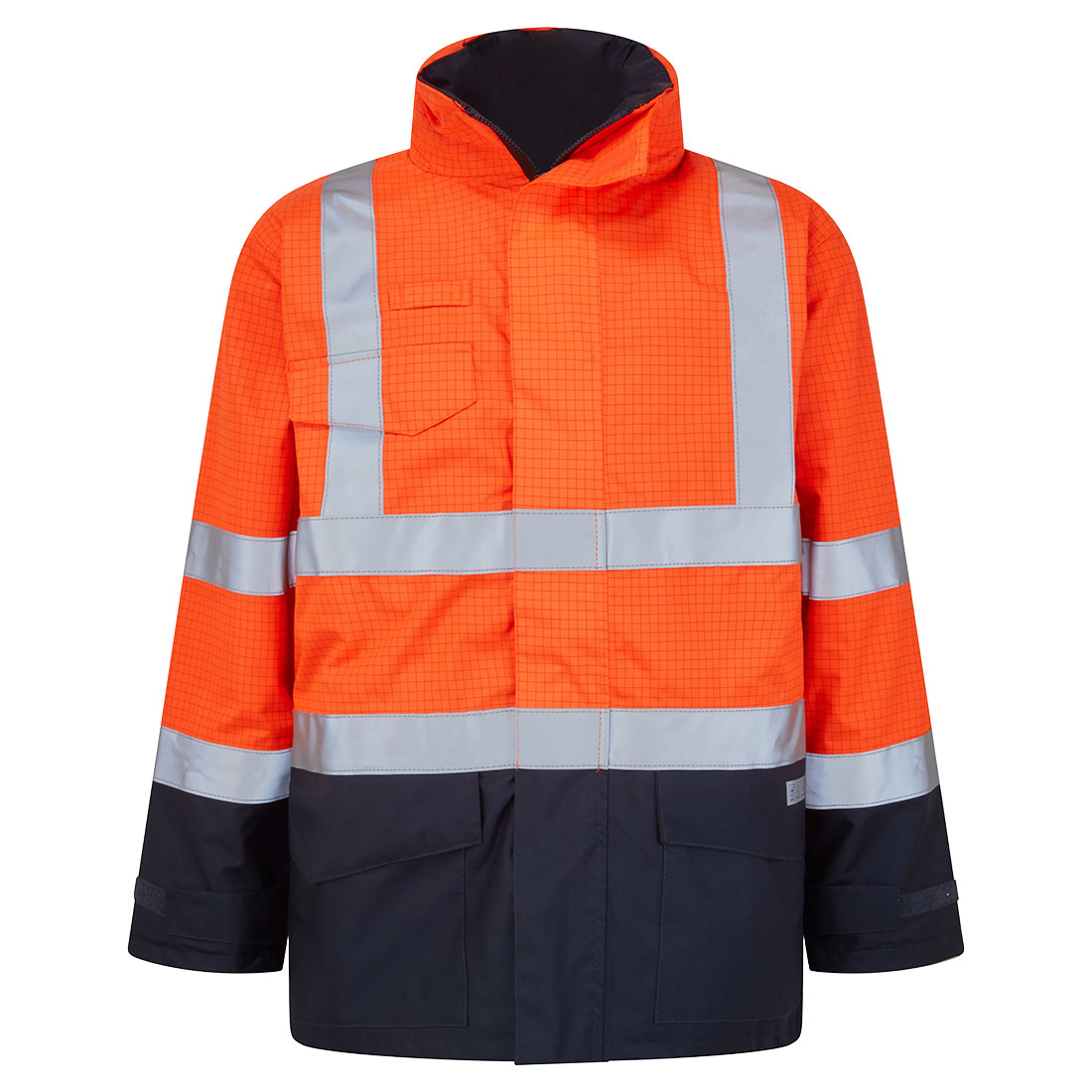 Bizflame Regn Hi-Vis Multi-Protection Jacka - Orange/Marinblå