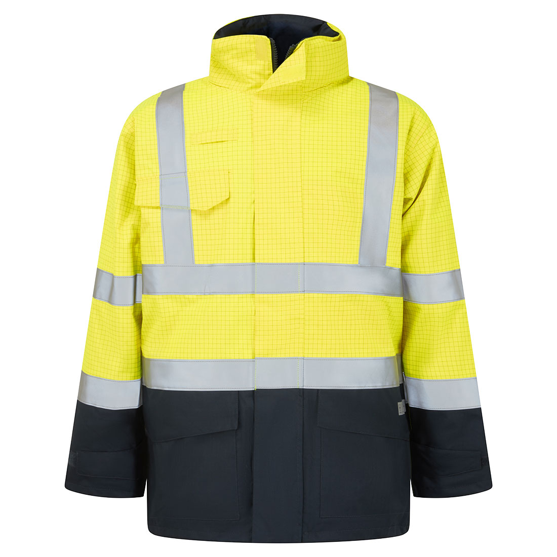 Bizflame Regn Hi-Vis Multi-Protection Jacka - Gul/Marinblå