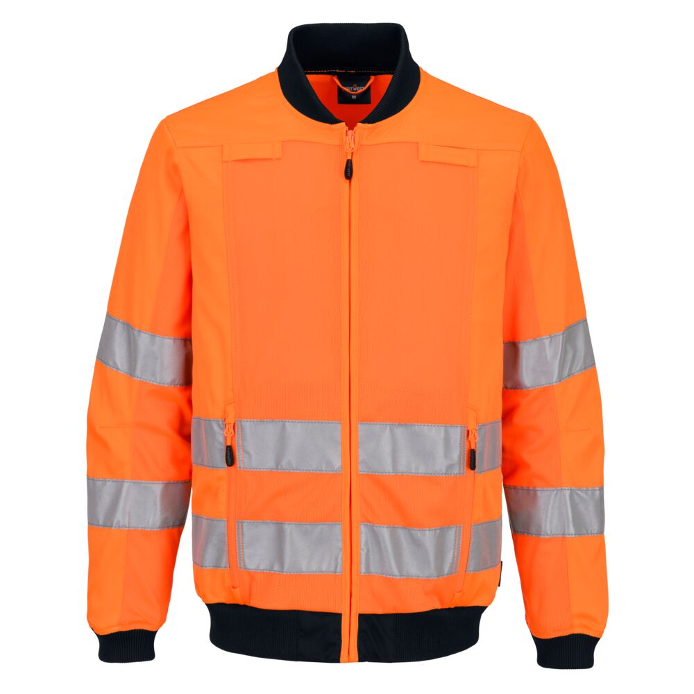 Hi-Vis arbetsjacka med Mesh Panel - Orange/Marinblå