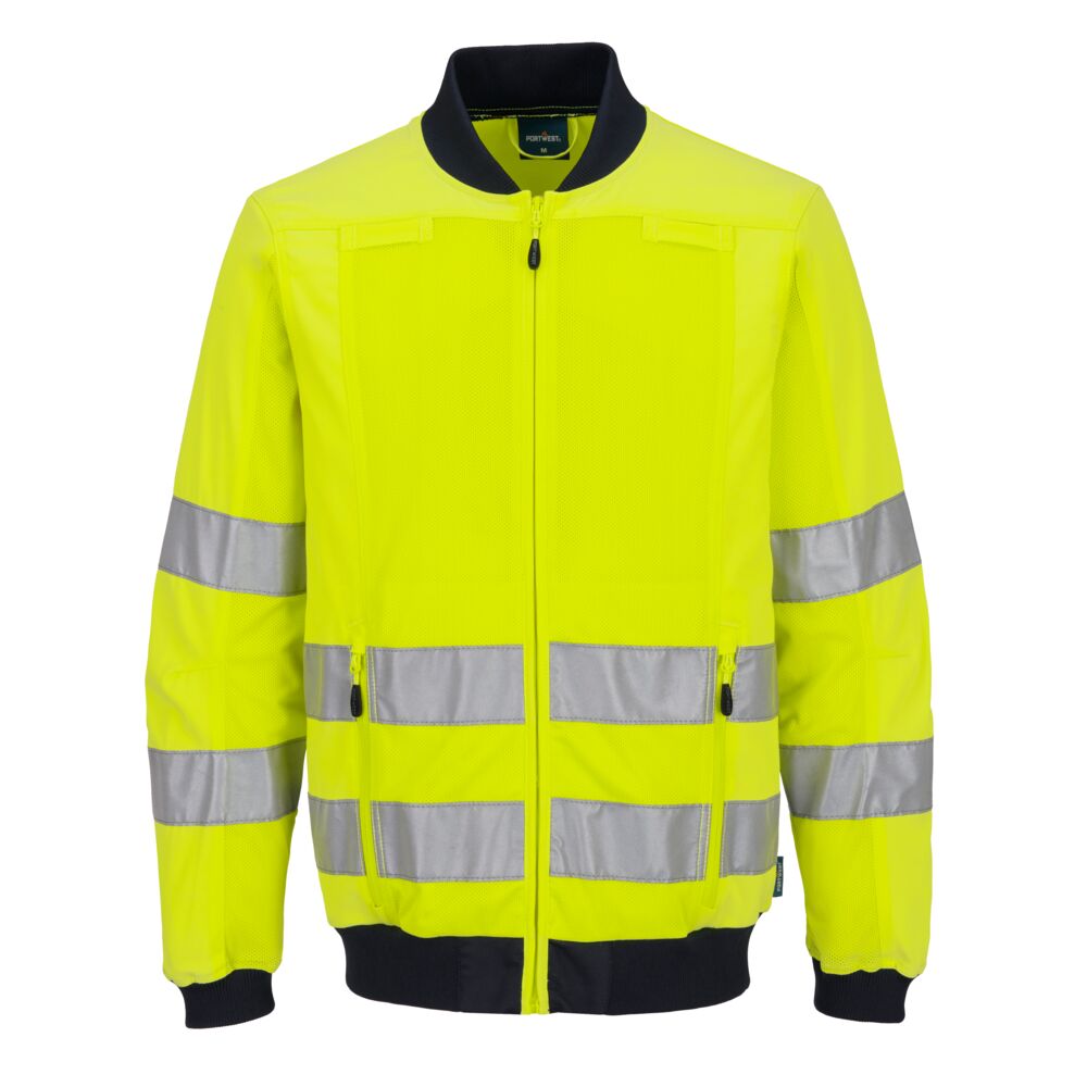 Hi-Vis arbetsjacka med Mesh Panel - Gul/Marinblå