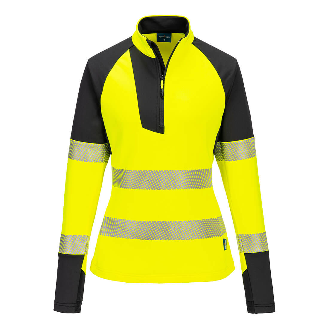 PW3 Hi-Vis 1/4 Zip, sweatshirt med dragkedja för damer - Gul/Svart