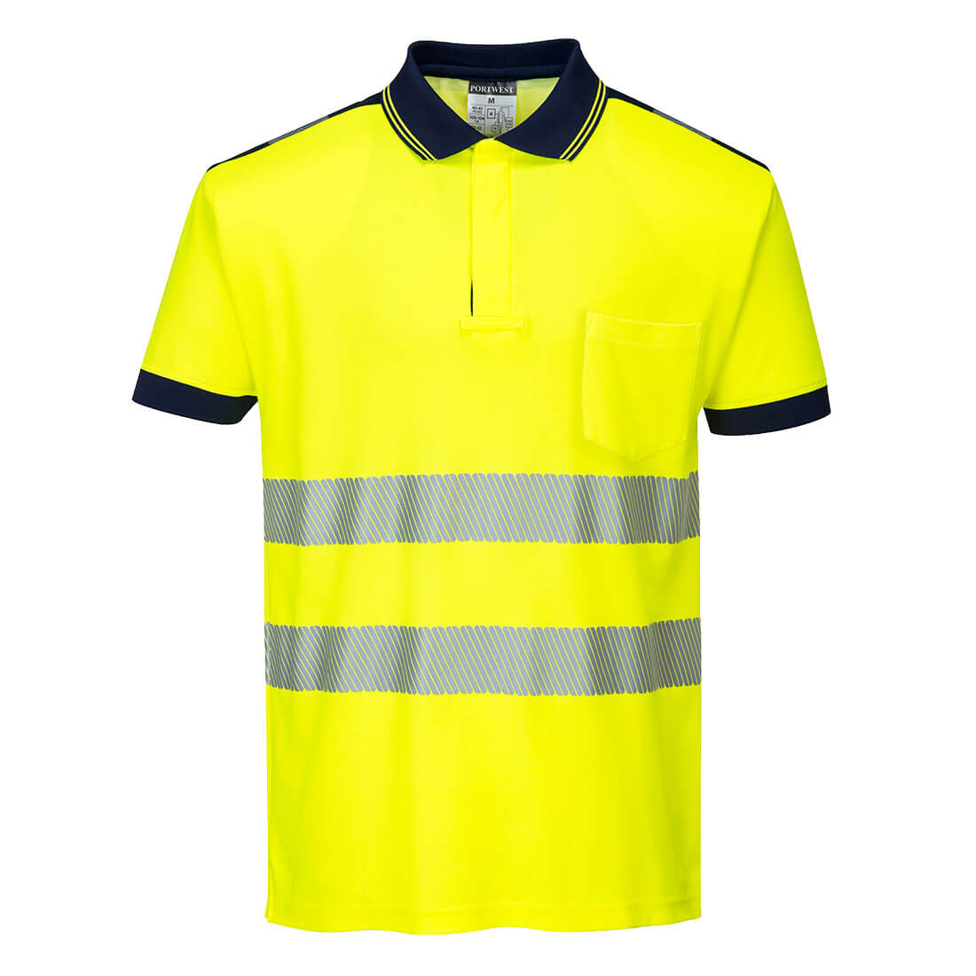 PW3 Hi-Vis Pikétröja S/S - Gul/Marinblå