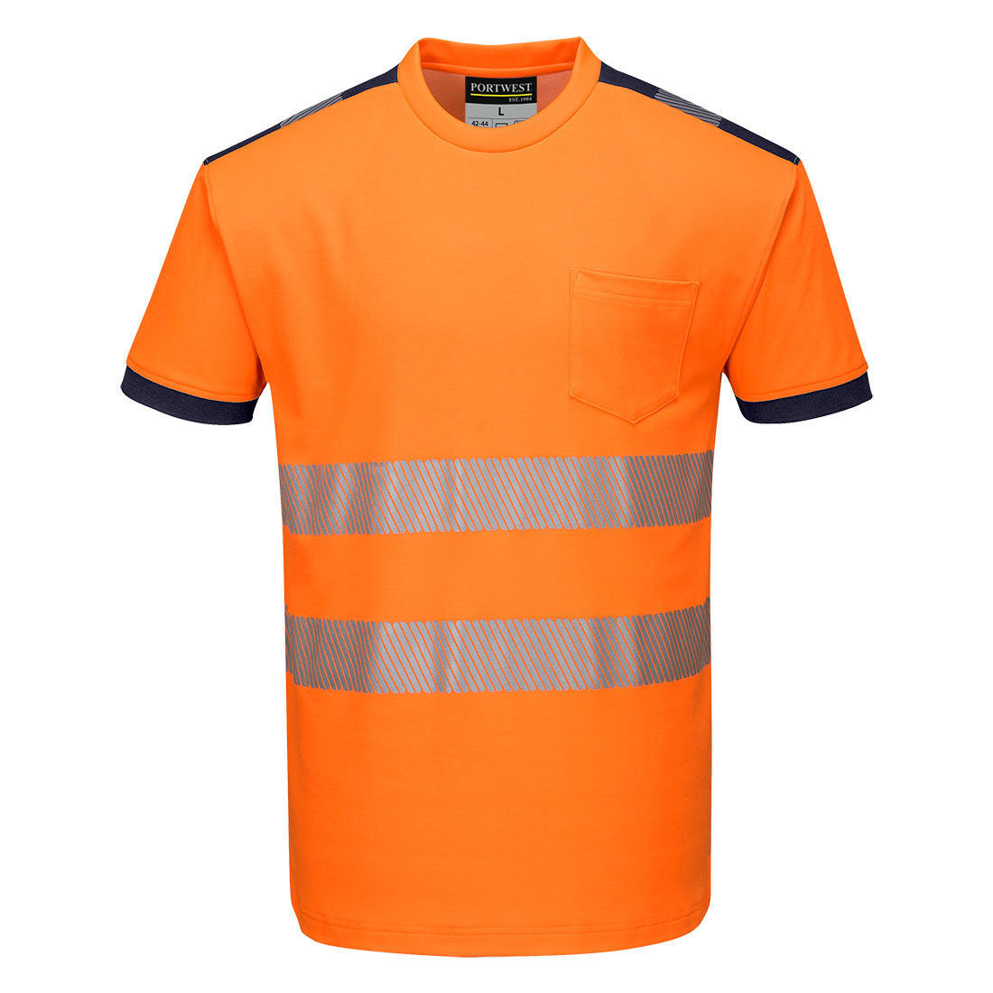 PW3 Hi-Vis Cotton Comfort T-shirt S/S - Orange/Marinblå