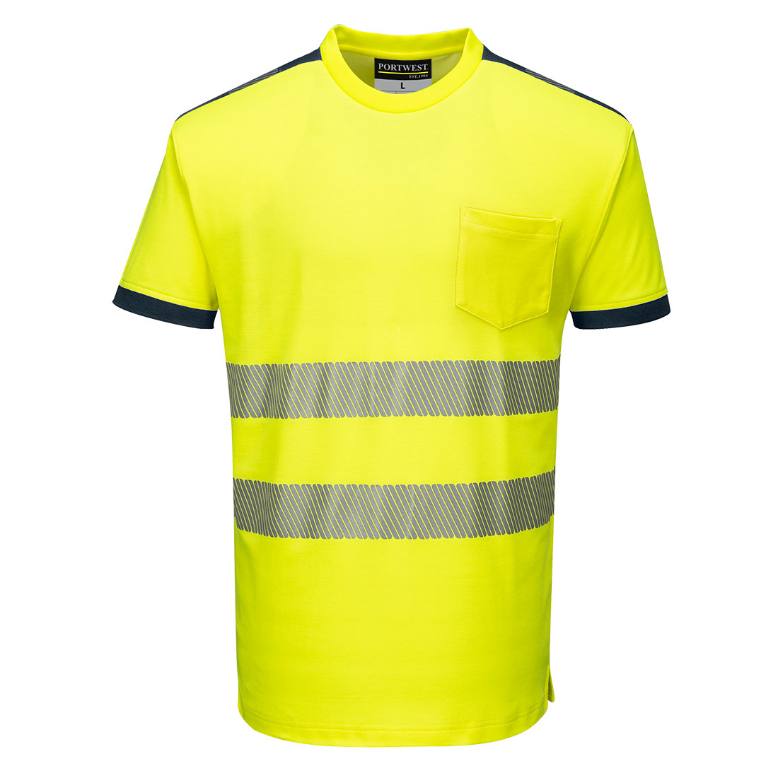 PW3 Hi-Vis Cotton Comfort T-shirt S/S - Gul/Marinblå