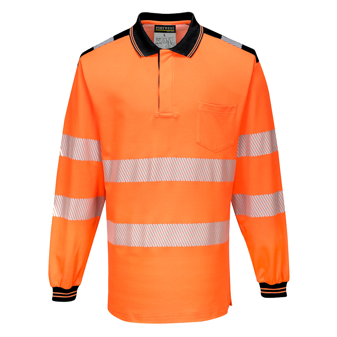 PW3 Varsel lång ärm polo L/S - Orange/Svart