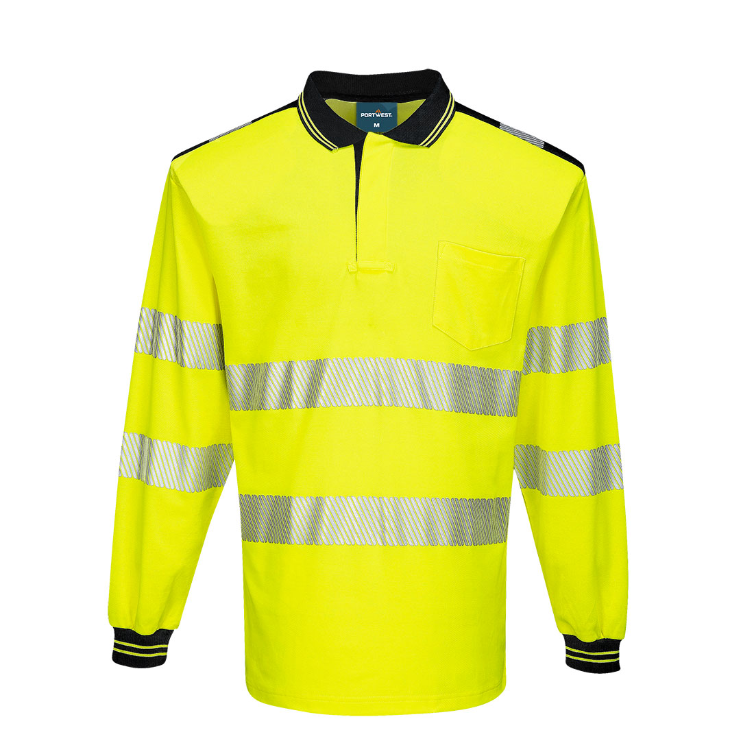 PW3 Varsel lång ärm polo L/S - Gul/Svart