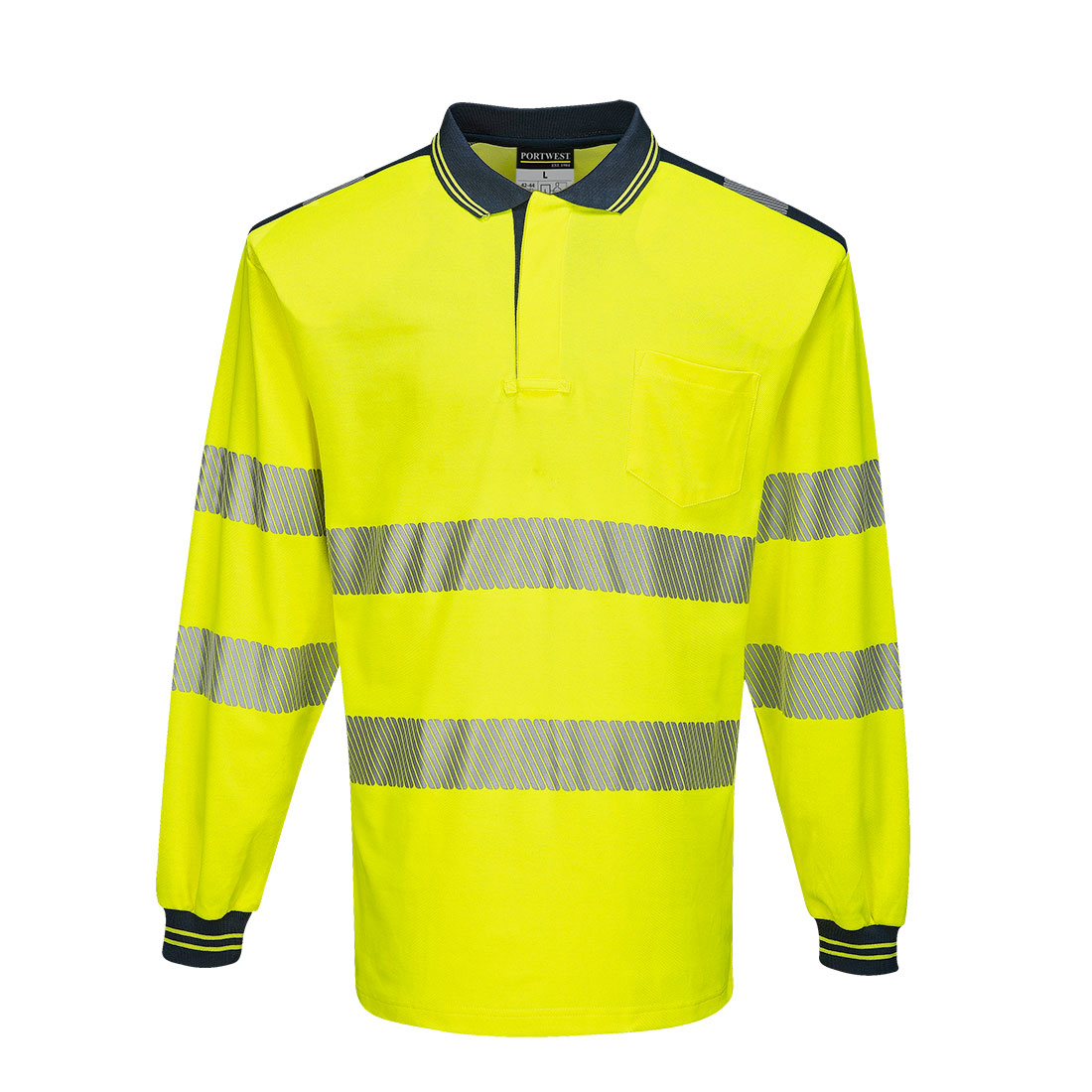 PW3 Varsel lång ärm polo L/S - Gul/Marinblå