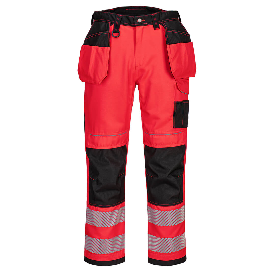 PW3 Hi-Vis Byxor Med Hölsterfickor - Röd/Svart