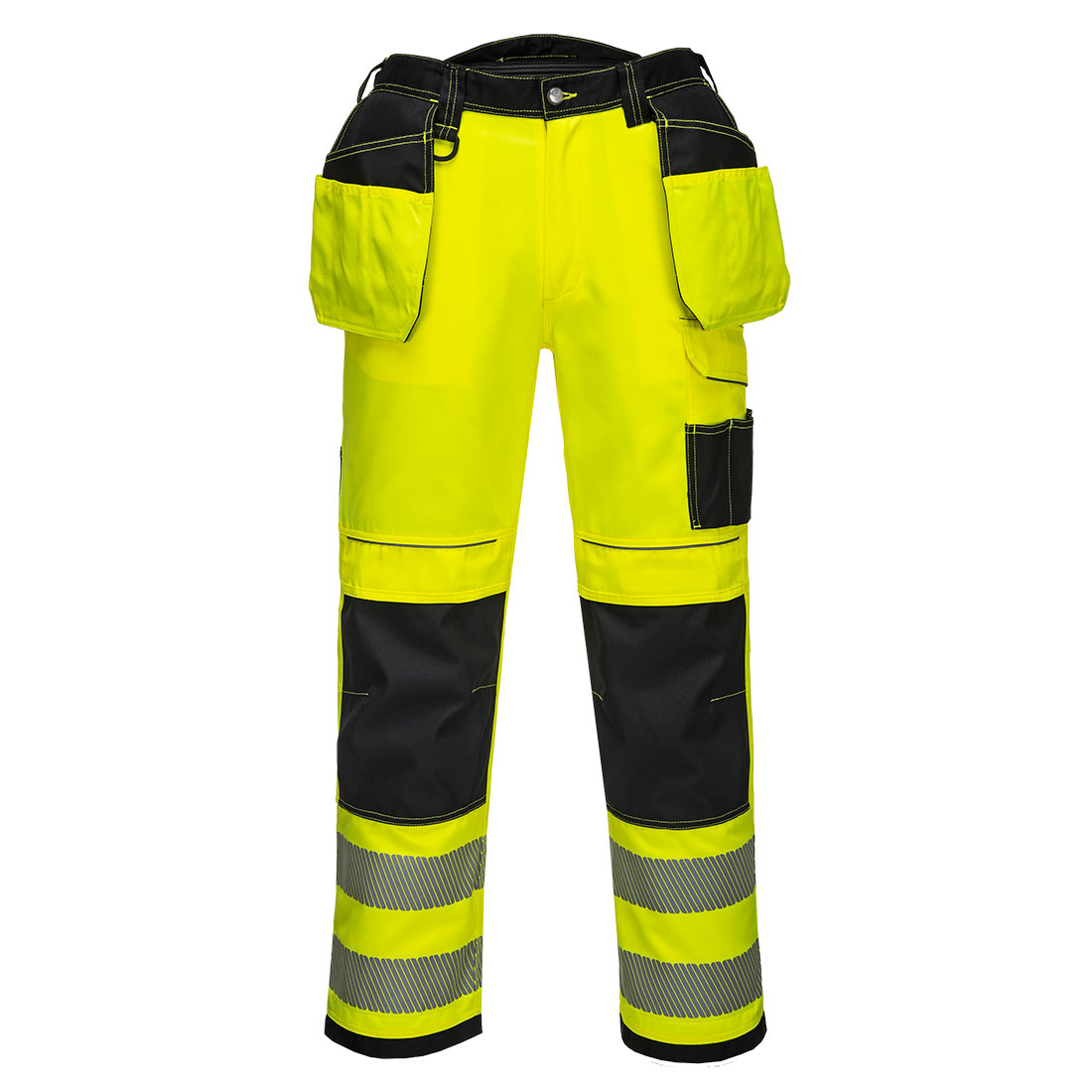 PW3 Hi-Vis Byxor Med Hölsterfickor - Gul/svart kort